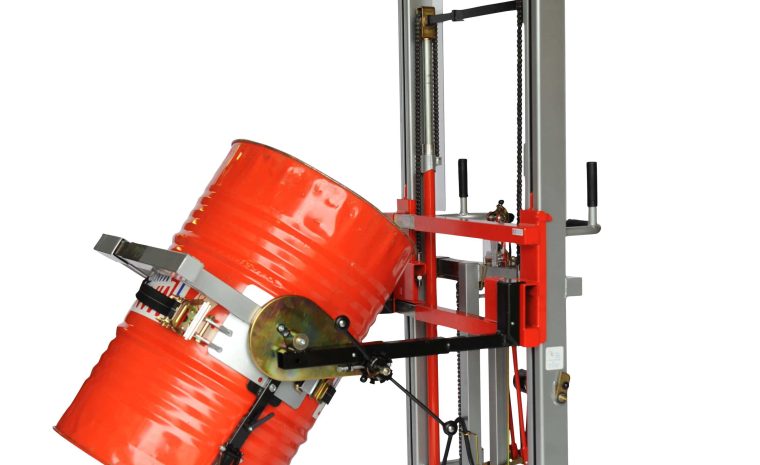 Stacker Trucks with Drum Rotators – Lift, Rotate & Position Drums Safely