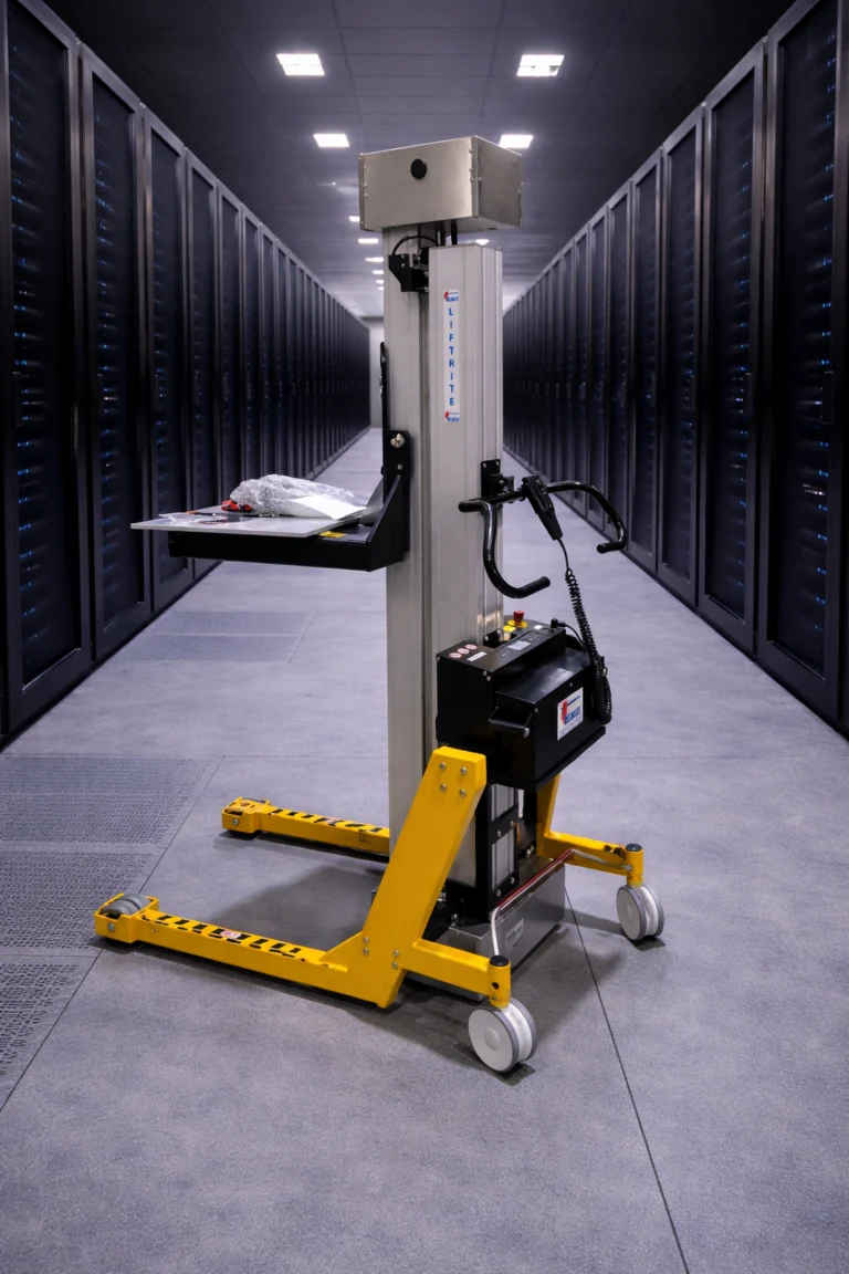 250 kg data centre lifter positioned in a server aisle